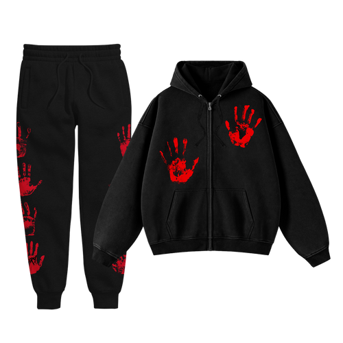 HANDPRINT HOODIE SET (BLACK)