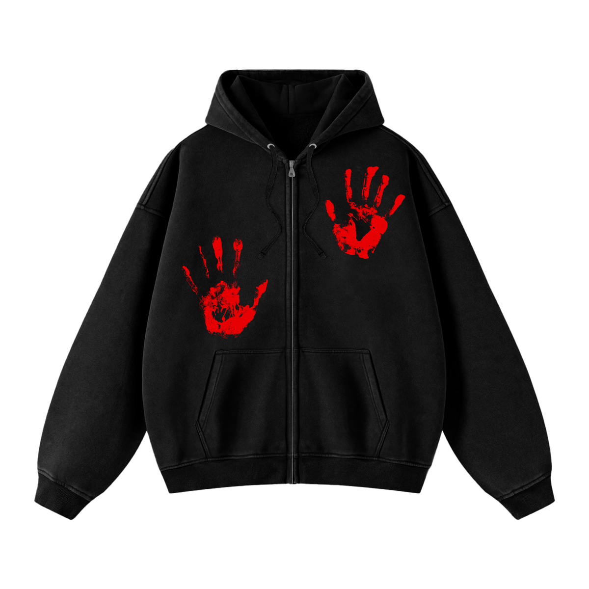 HANDPRINT ZIP HOODIE (BLACK)
